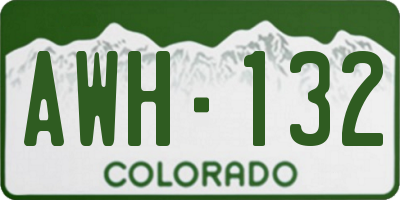 CO license plate AWH132