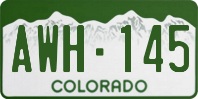 CO license plate AWH145
