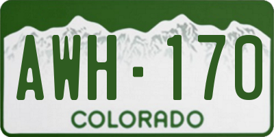 CO license plate AWH170
