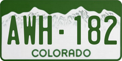 CO license plate AWH182
