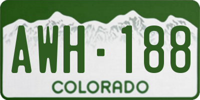 CO license plate AWH188
