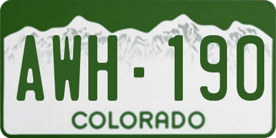 CO license plate AWH190