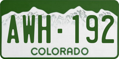 CO license plate AWH192
