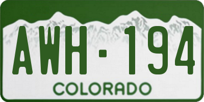 CO license plate AWH194