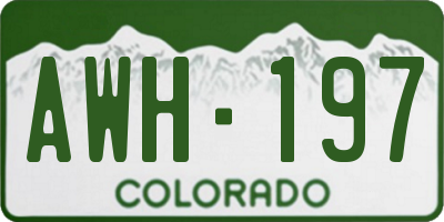 CO license plate AWH197
