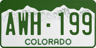 CO license plate AWH199