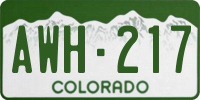 CO license plate AWH217