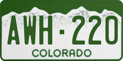 CO license plate AWH220