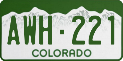 CO license plate AWH221