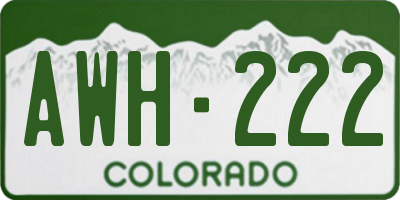 CO license plate AWH222