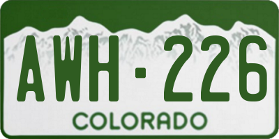 CO license plate AWH226