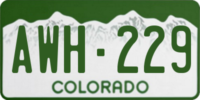 CO license plate AWH229