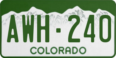 CO license plate AWH240