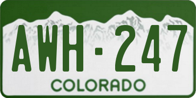 CO license plate AWH247