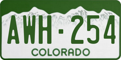 CO license plate AWH254