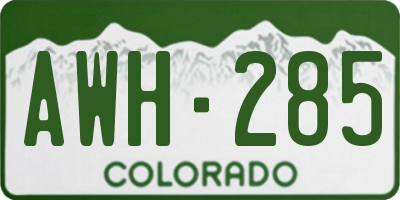 CO license plate AWH285