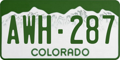 CO license plate AWH287