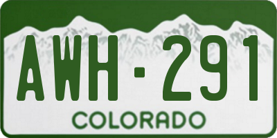 CO license plate AWH291