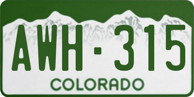 CO license plate AWH315