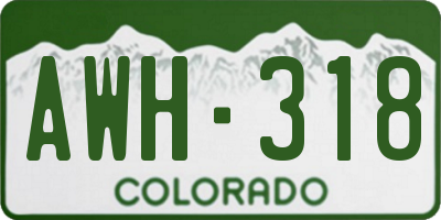 CO license plate AWH318