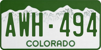 CO license plate AWH494