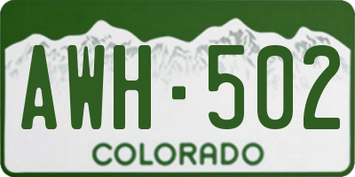 CO license plate AWH502
