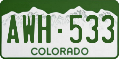 CO license plate AWH533