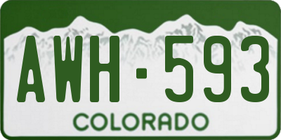 CO license plate AWH593