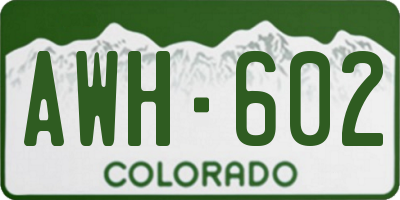 CO license plate AWH602