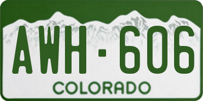 CO license plate AWH606
