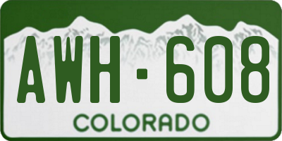 CO license plate AWH608