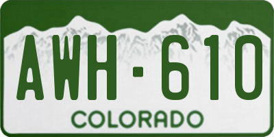 CO license plate AWH610