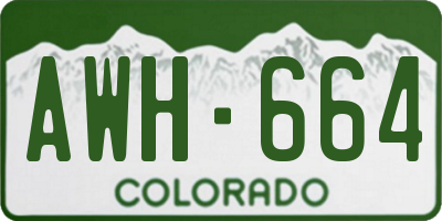 CO license plate AWH664