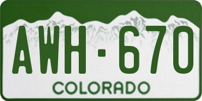 CO license plate AWH670