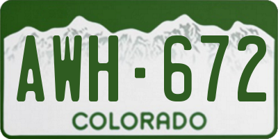 CO license plate AWH672