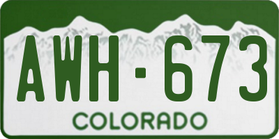 CO license plate AWH673