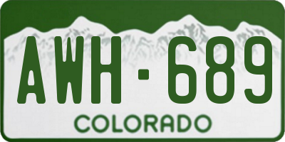 CO license plate AWH689