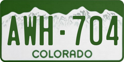 CO license plate AWH704