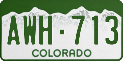 CO license plate AWH713