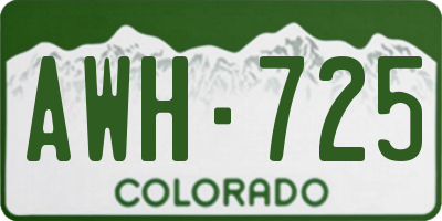 CO license plate AWH725