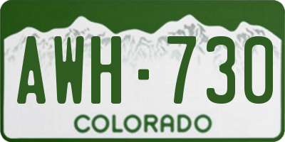 CO license plate AWH730