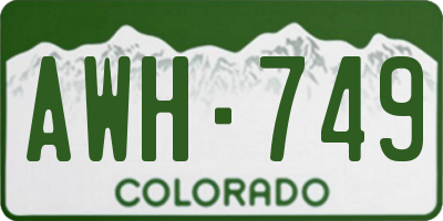 CO license plate AWH749