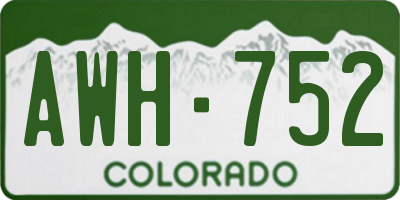 CO license plate AWH752