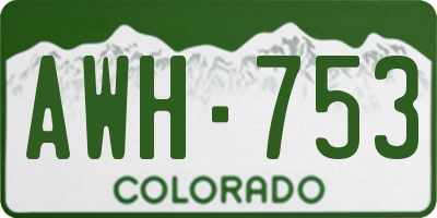 CO license plate AWH753