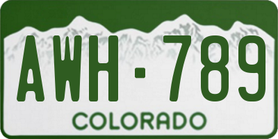 CO license plate AWH789