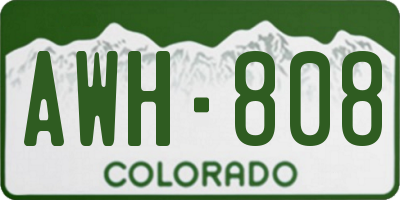 CO license plate AWH808