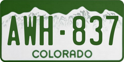CO license plate AWH837