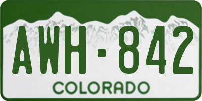 CO license plate AWH842