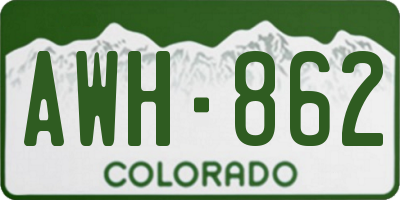 CO license plate AWH862