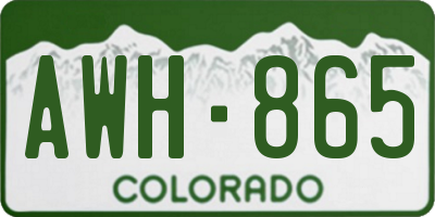 CO license plate AWH865